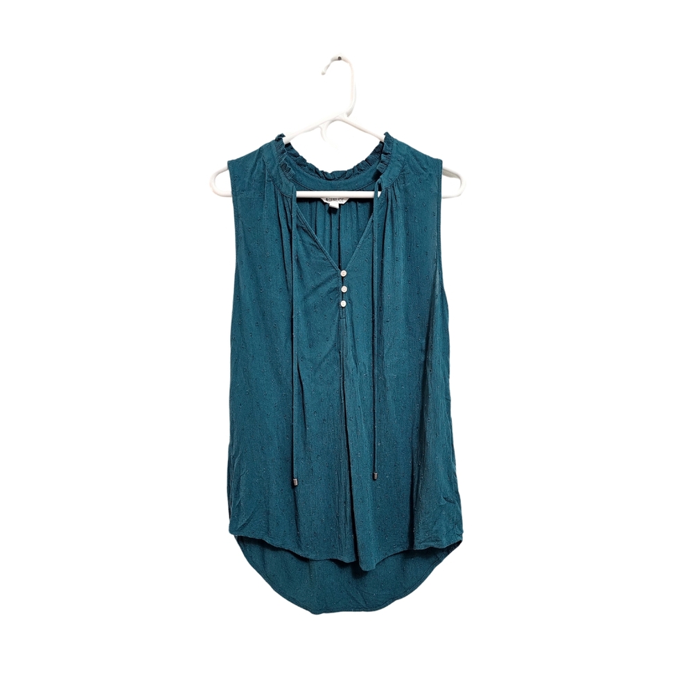 Market & Spruce Blue Sleeveless Pleated Blouse